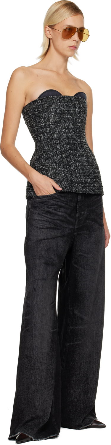 Jeans Diesel 1996 D-Sire Distressed Wide-Leg Jeans Sort | A21497 007DB, 3