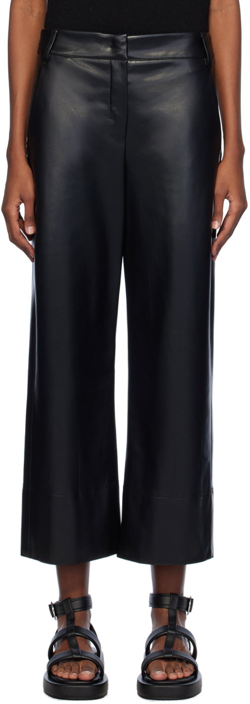 Bukser Max Mara Max Mara Faux-Leather Wide Leg Pants Sort | 2419781021600 MM13037