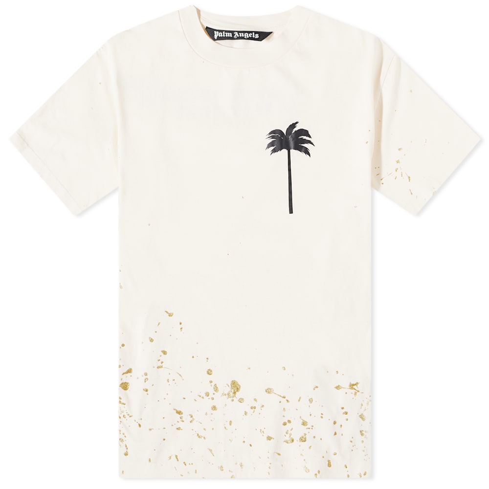 T-shirt Palm Angels Painted Palm Tee Hvid | PMAA001F22JER0040410, 0
