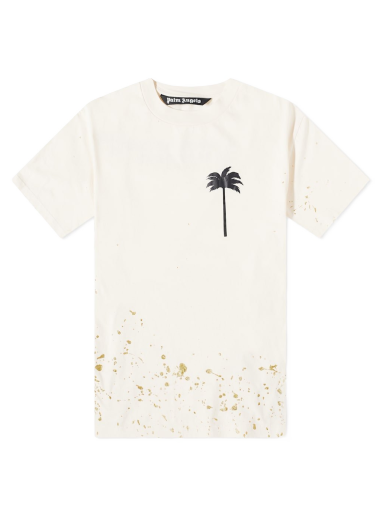 T-shirt Palm Angels Painted Palm Tee Hvid | PMAA001F22JER0040410