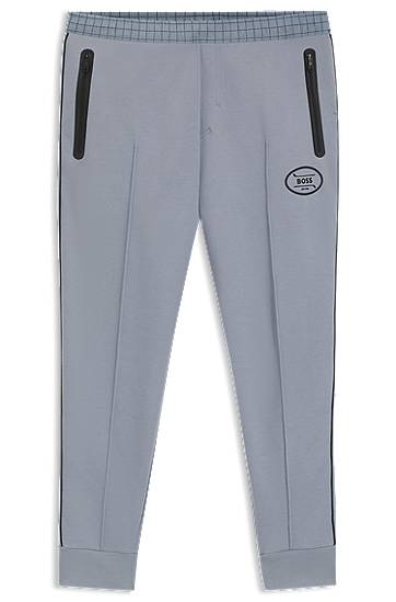 Joggingbukser BOSS BOSS Check-Print Piqué Tracksuit Bottoms Grå | 50543466