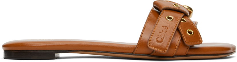 Tilbehør CHLOÉ Chloé Mae Leather Sandals Brun | CHC25S08NQJ
