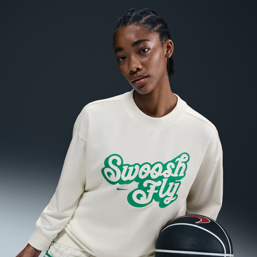 Sweater Nike Nike Swoosh Fly Dri-FIT Loose Fit Basketball French Terry Sweatshirt Hvid | FZ5514-133, 1