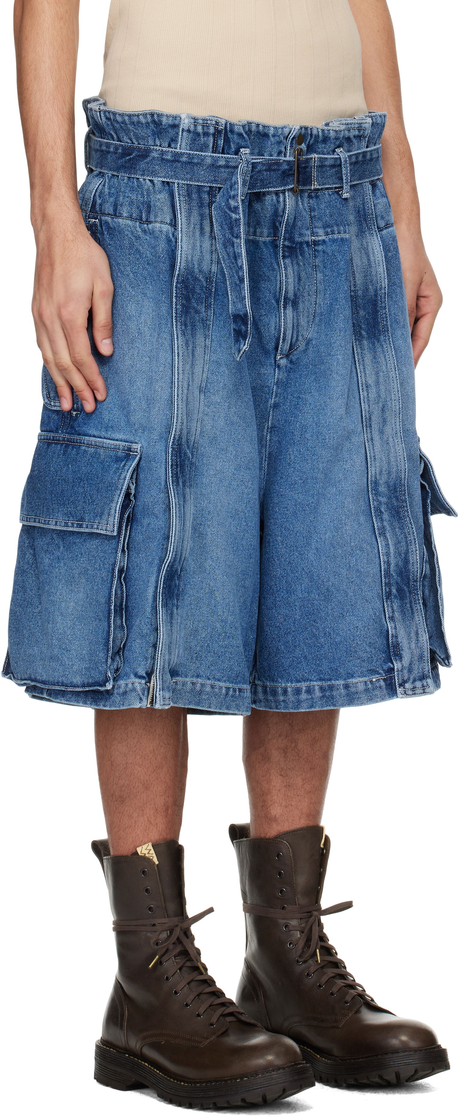 Shorts HED MAYNER Hed Mayner Denim Cargo Shorts Blå | HMMA67025A-HA191, 1