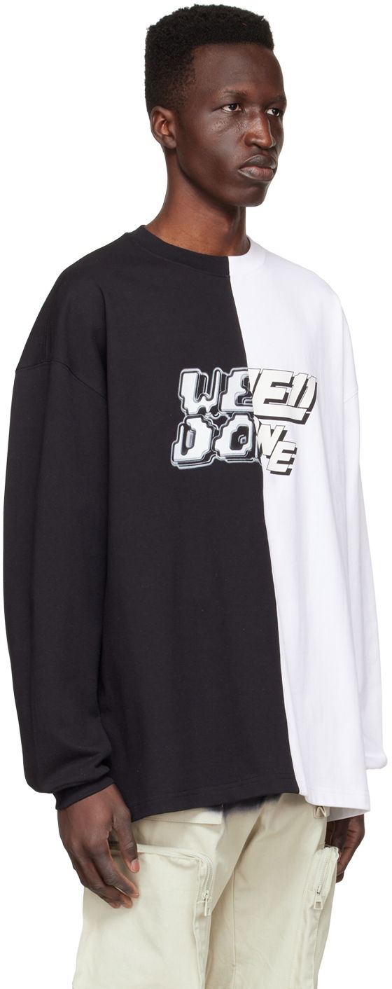 Sweatshirt We11done We11done Half & Half Logo Long Sleeve T-Shirt Flerfarvet | WD-TT1-22-557-U-BW, 1