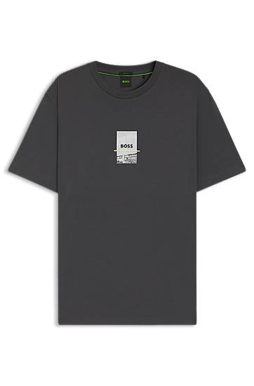 T-shirt BOSS Relaxed Fit Stretch Cotton T-Shirt with Photo Print Grå | 50545869