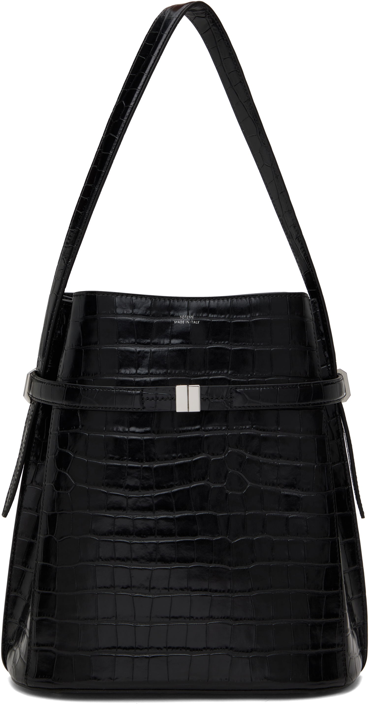 Håndtaske TOTEME Totême Belted Croc-Embossed Leather Bucket Bag Sort | 244-WAL0048-LE0076, 0