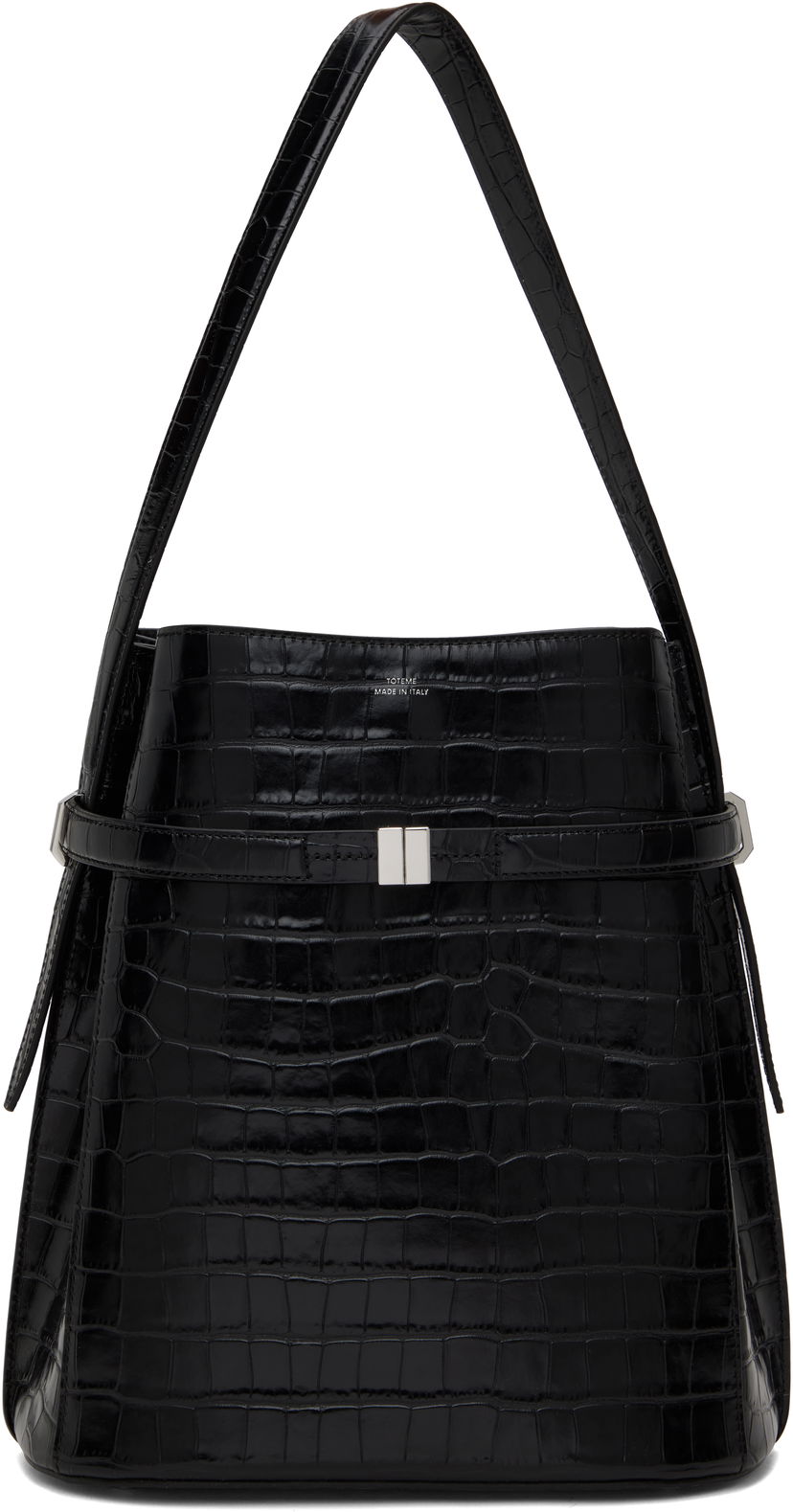 Håndtaske TOTEME Totême Belted Croc-Embossed Leather Bucket Bag Sort | 244-WAL0048-LE0076