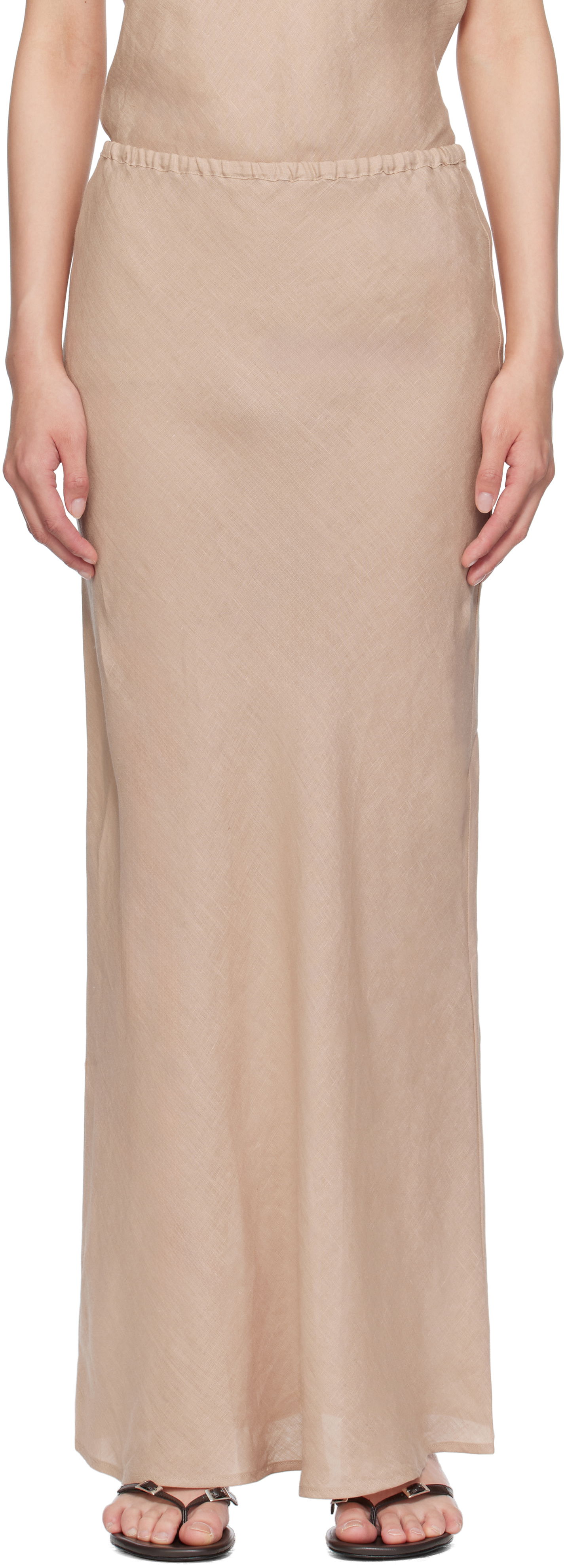 Nederdel Baserange Baserange Dydine Maxi Skirt Beige | SKDY-LI-SU25, 0