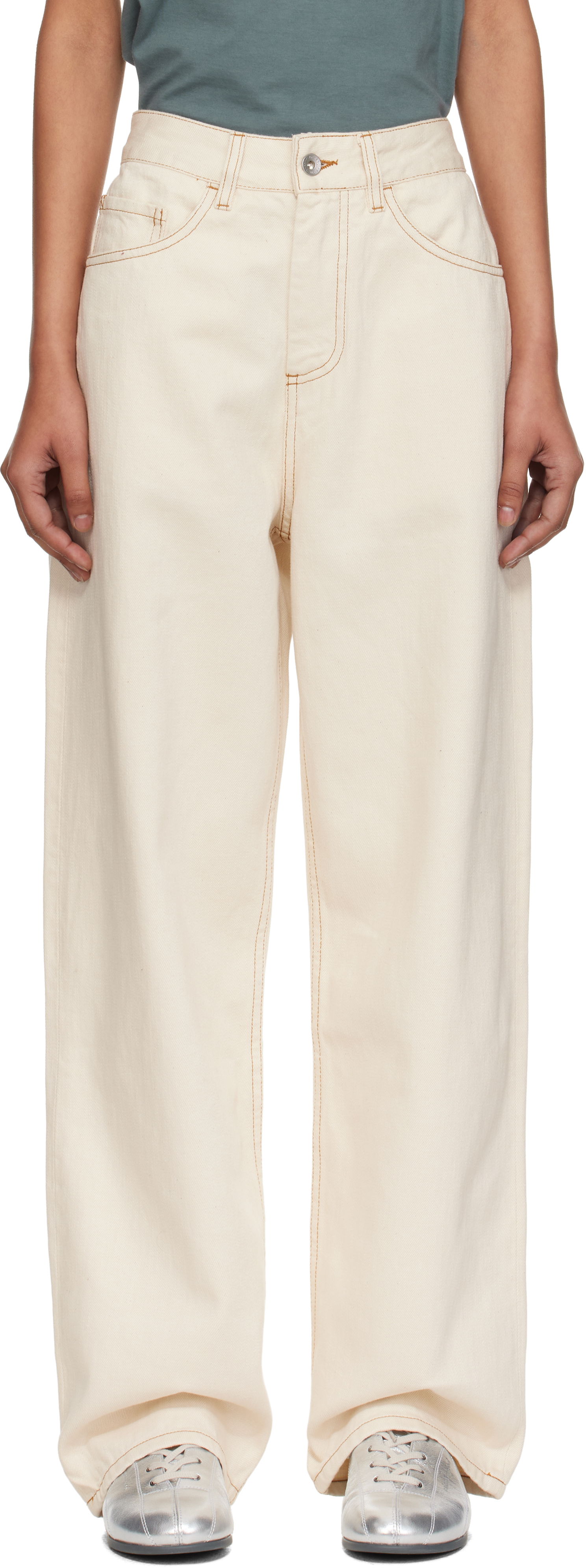 Jeans YMC YMC Earth Silver Jeans Hvid | Q4AZI, 0