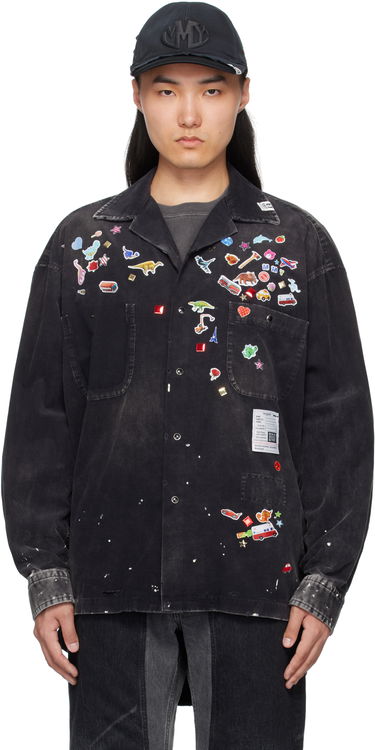 Skjorte Maison MIHARA YASUHIRO MMY Sticker Print Corduroy Shirt Sort | J14SH182, 0