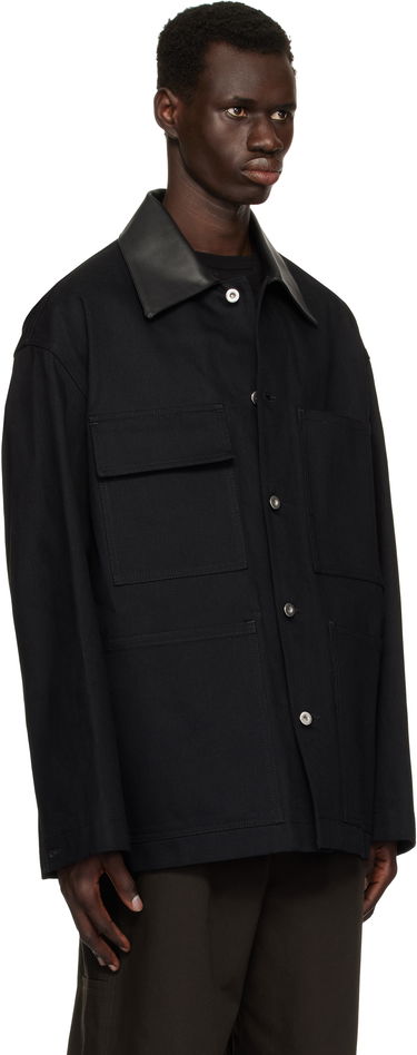 Jakke Jil Sander Jil Sander Leather Collar Denim Jacket Sort | J22SW0033_J46655, 1