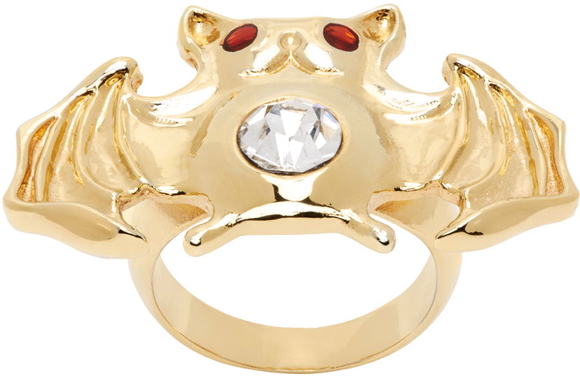 Ring Chopova Lowena Gold Ring With Bat And Crystal Metalisk | 6456