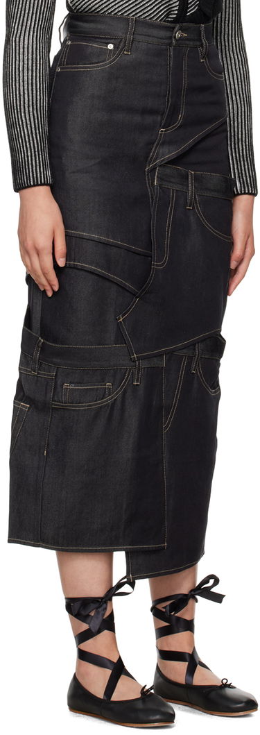Nederdel Feng Chen Wang Feng Chen Wang Paneled Denim Midi Skirt Mørkeblå | FWF16SK12, 1