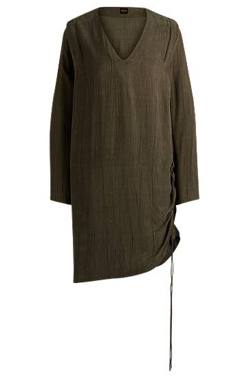 Kjole BOSS Midi Dress with Drawcord Grøn | 50524225