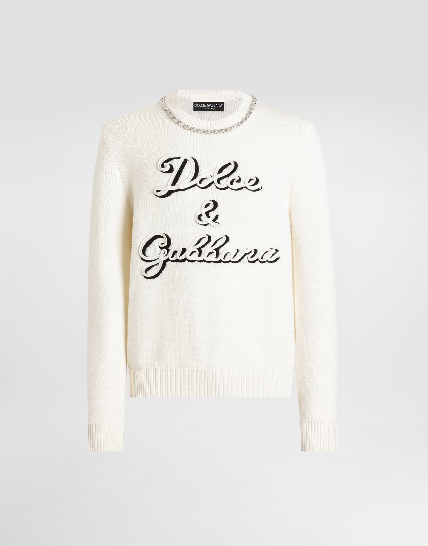 Sweater Dolce & Gabbana Dolce & Gabbana Wool Pullover with Crystal Embellishment Hvid | GXX01ZJDVC3W4335, 0