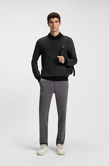 Sweater BOSS Cotton-blend sweater with two-tone structure Sort | 50548673, 1