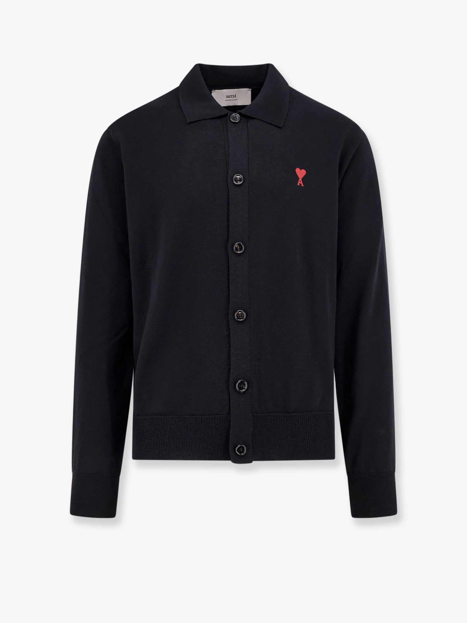 Sweater AMI Ami Paris Men's Polo Collar Cardigan Mørkeblå | HKC211KN0025001, 0