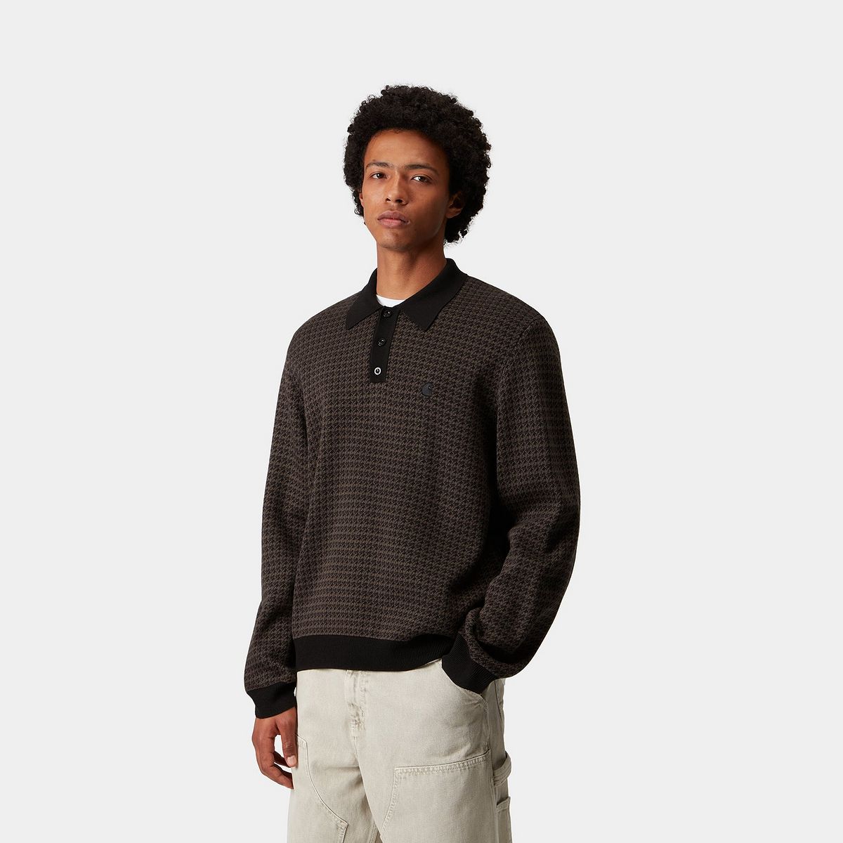 Polo skjorte Carhartt WIP L/S Lowis Polo Houndstooth Flerfarvet | I035395_10, 0