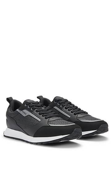 Tøj BOSS HUGO Mixed-Material Monogrammed Upper Sort | 50536205, 0