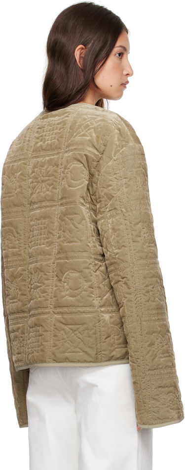 Puffer jakke Nanushka Nanushka Adara Quilted Velvet Jacket Beige | NU24FWJK03166, 2