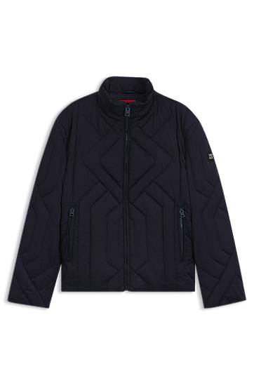 Jakke BOSS Quilted Satin Water-Repellent Jacket Mørkeblå | 50546223