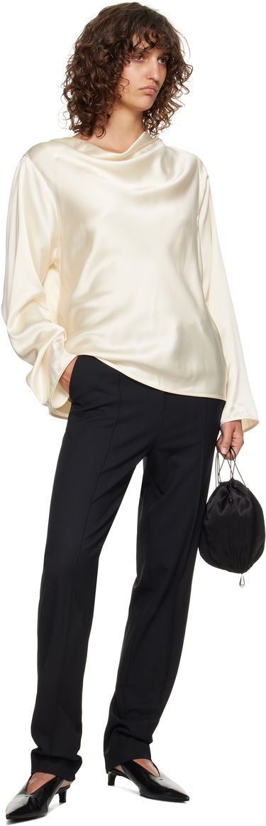 Skjorte Loulou de Saison Loulou de Saison Riddy Draped Satin Blouse Hvid | RIDDY, 3