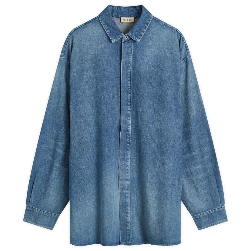 Skjorte Fear of God Shirt Large Blå | FG24FW50-1018DNM-436
