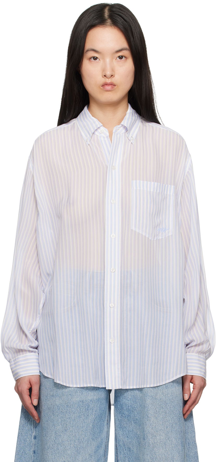 Skjorte Alexander Wang Alexander Wang Oversize Silk Chiffon Shirt Hvid | 1WC2251012