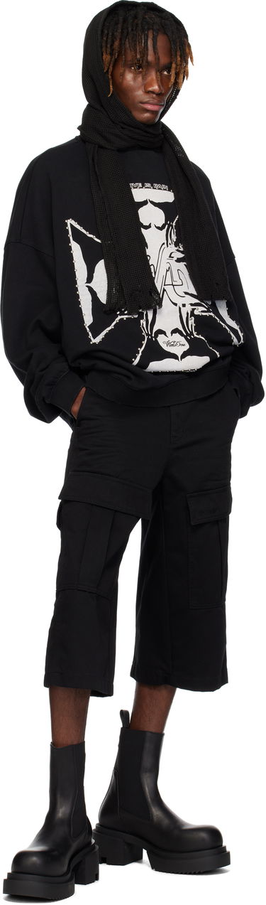 Sweatshirt We11done We11done Heart-Cross Long-Sleeved Muffler Hoodie Sort | WD-TH0-25-845-U-BK, 3