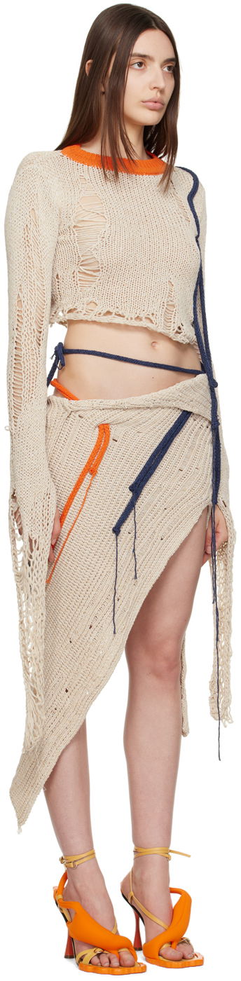 Nederdel Ottolinger Ottolinger Distressed Knit Top Beige | 705101, 1
