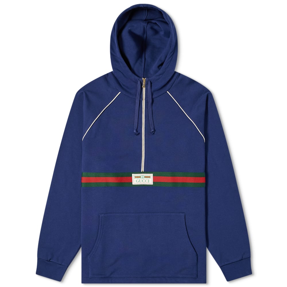 Sweatshirt Gucci Gucci GRG Detail Half Zip Hoodie Blå | 645320-XJDAK-4397, 0