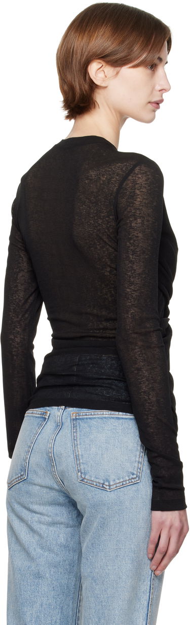 Sweater Nanushka Nanushka Izolda Draped Mesh Jersey T-Shirt Sort | NW25RSTP16499, 2