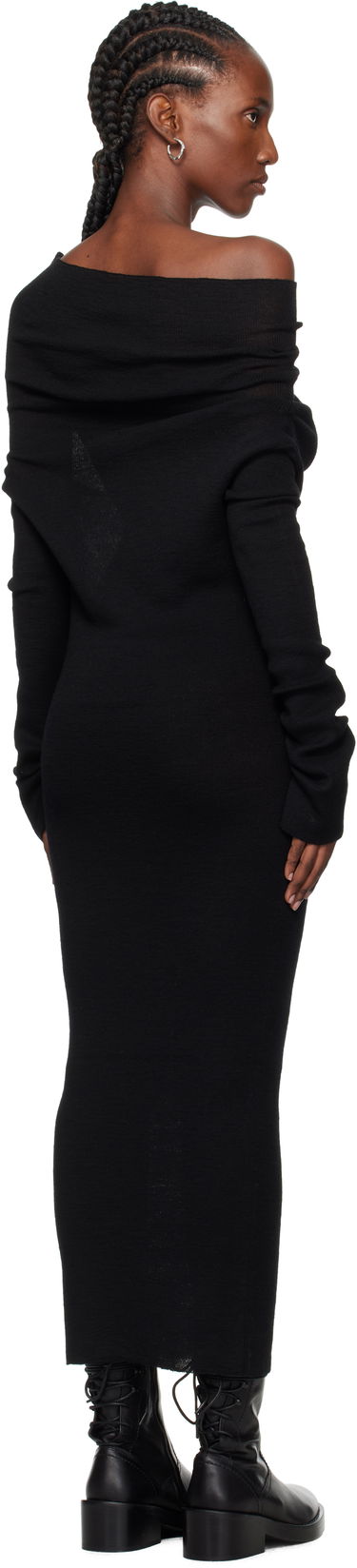 Kjole Ann Demeulemeester Ann Demeulemeester Barbro Dropped Shoulder Knitted Midi Dress Sort | 2520-W-KN28-FA059-099, 2