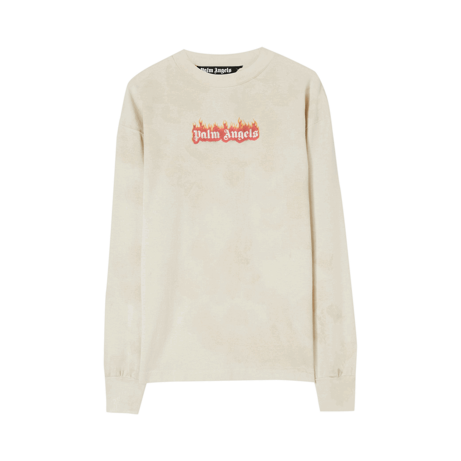 T-shirt Palm Angels Long Sleeve Burning Logo Classic Tee Beige | PMAB002F22JER0020310, 0