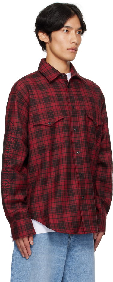 Skjorte VETEMENTS Vetements Plaid Embroidered Shirt Rød | UH76SH900BR, 1