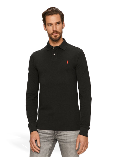 Polo skjorte Polo by Ralph Lauren Long Sleeve Slim Fit Polo Sort | 710681126037