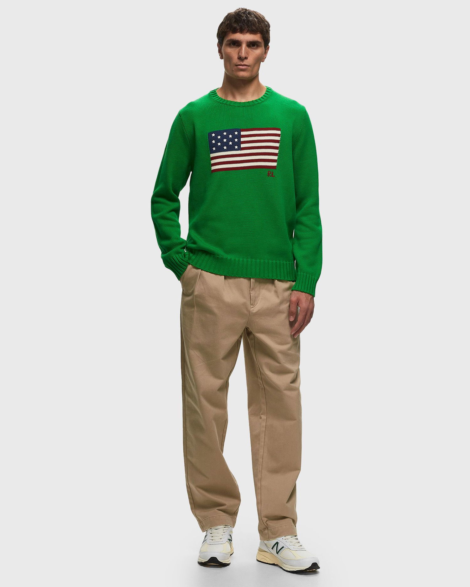 Sweater Polo by Ralph Lauren LS CN FLAG-LONG SLEEVE-PULLOVER Grøn | 710718281004, 1