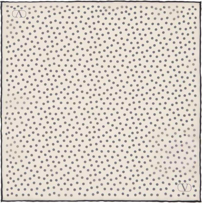 Tørklæde Valentino Valentino Garavani Chez Silk Pocket Square with Polka Dots Hvid | 6W0EX002XFR
