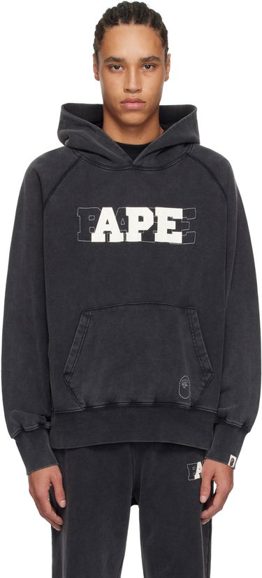 Sweatshirt BAPE A Bathing Ape Washed Effect Relaxed Fit Hoodie Sort | 001PPK801001M, 0