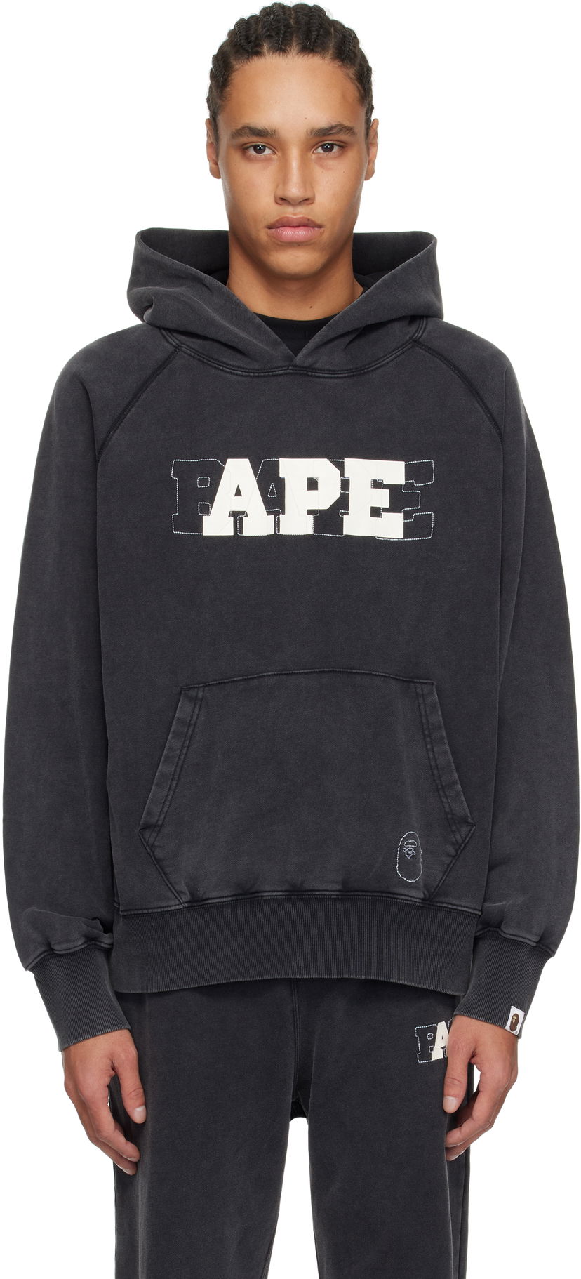 Sweatshirt BAPE A Bathing Ape Washed Effect Relaxed Fit Hoodie Sort | 001PPK801001M