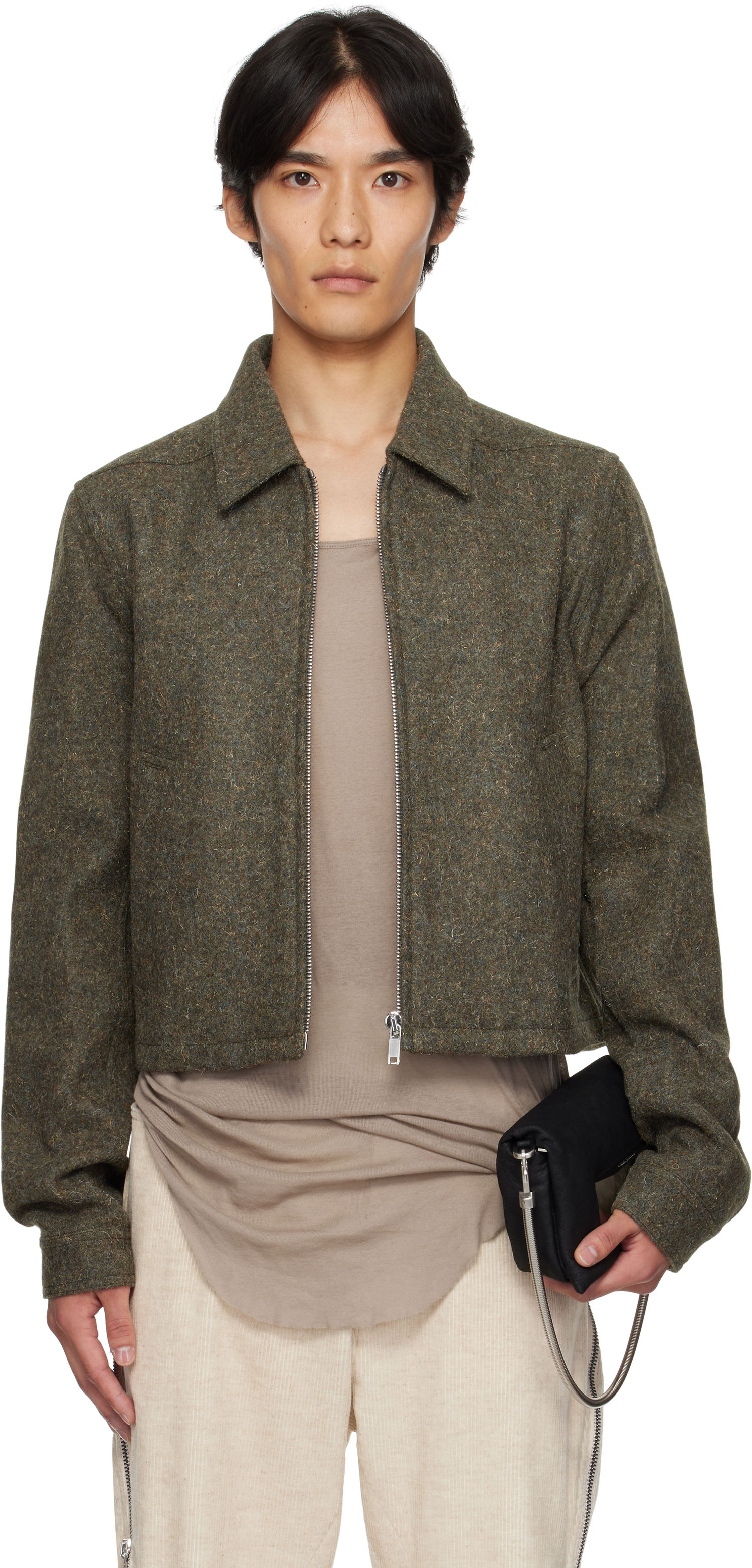 Jakke Rick Owens Rick Owens Alice Brad Cropped Jacket Grøn | RU02E1720 WRU, 0