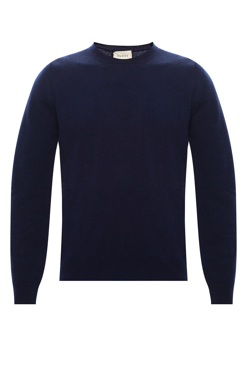 Sweater Gucci GG Embroidered Logo Sweater Navy Mørkeblå | 597736XKA5B4440