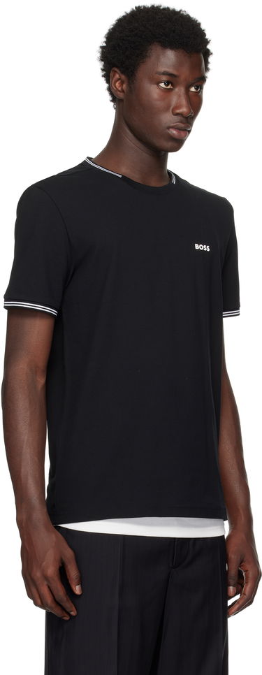 T-shirt BOSS Stretch-Cotton T-Shirt with Stripes and BOSS Logo Sort | 50521245, 2