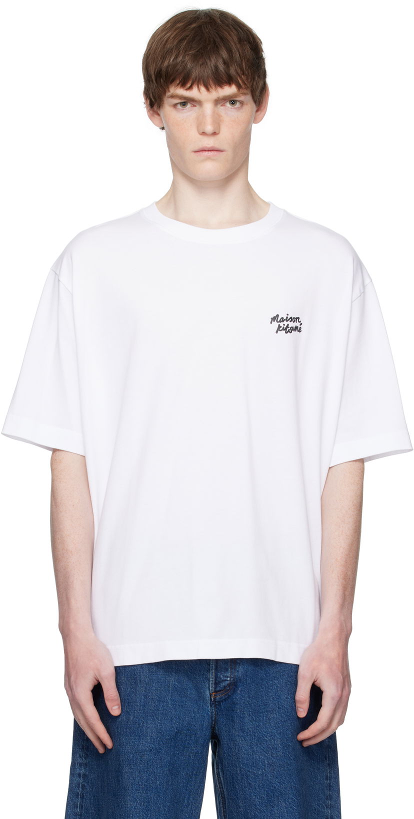 T-shirt MAISON KITSUNÉ Maison Kitsuné Handwriting Oversized T-Shirt Hvid | PM00110KJ0119