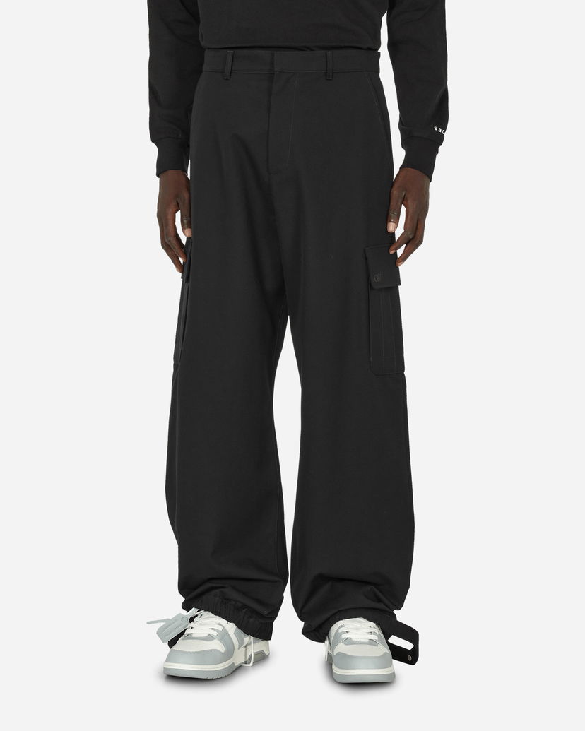 Cargo bukser Off-White Embroidered Wool Cargo Pants Black Sort | OMCF037F23FAB001 1010