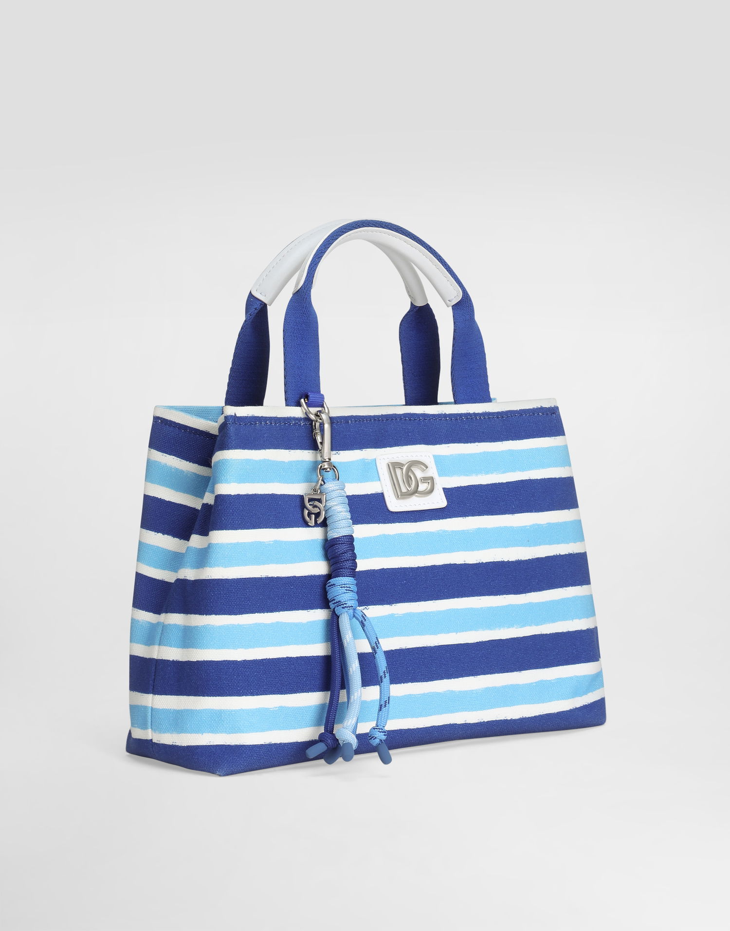 Håndtaske Dolce & Gabbana Dolce & Gabbana Striped Canvas Handbag with Rope Charm Blå | EB0116AF538HC5KW, 1