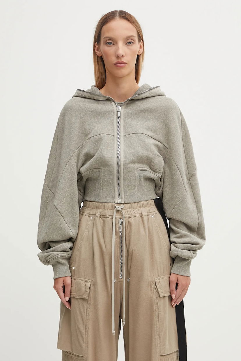 Sweatshirt Rick Owens Rick Owens DRKSHDW Collage Gimp Cropped Hoodie Grå | DS02E7233.FGM