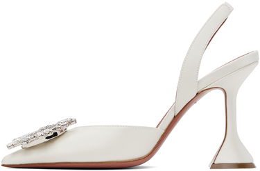 Sneakers og sko Amina Muaddi Sling Back Heels With Crystal Buckle Hvid | BEGUM SLING CL SATIN, 2