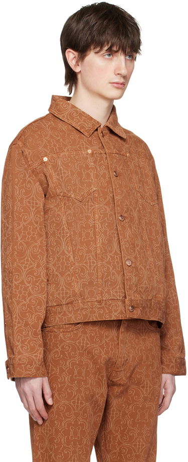 Jakke Drôle de Monsieur Drôle De Monsieur Faïence Print Denim Jacket Brun | B-JT137-CO052-CG, 1